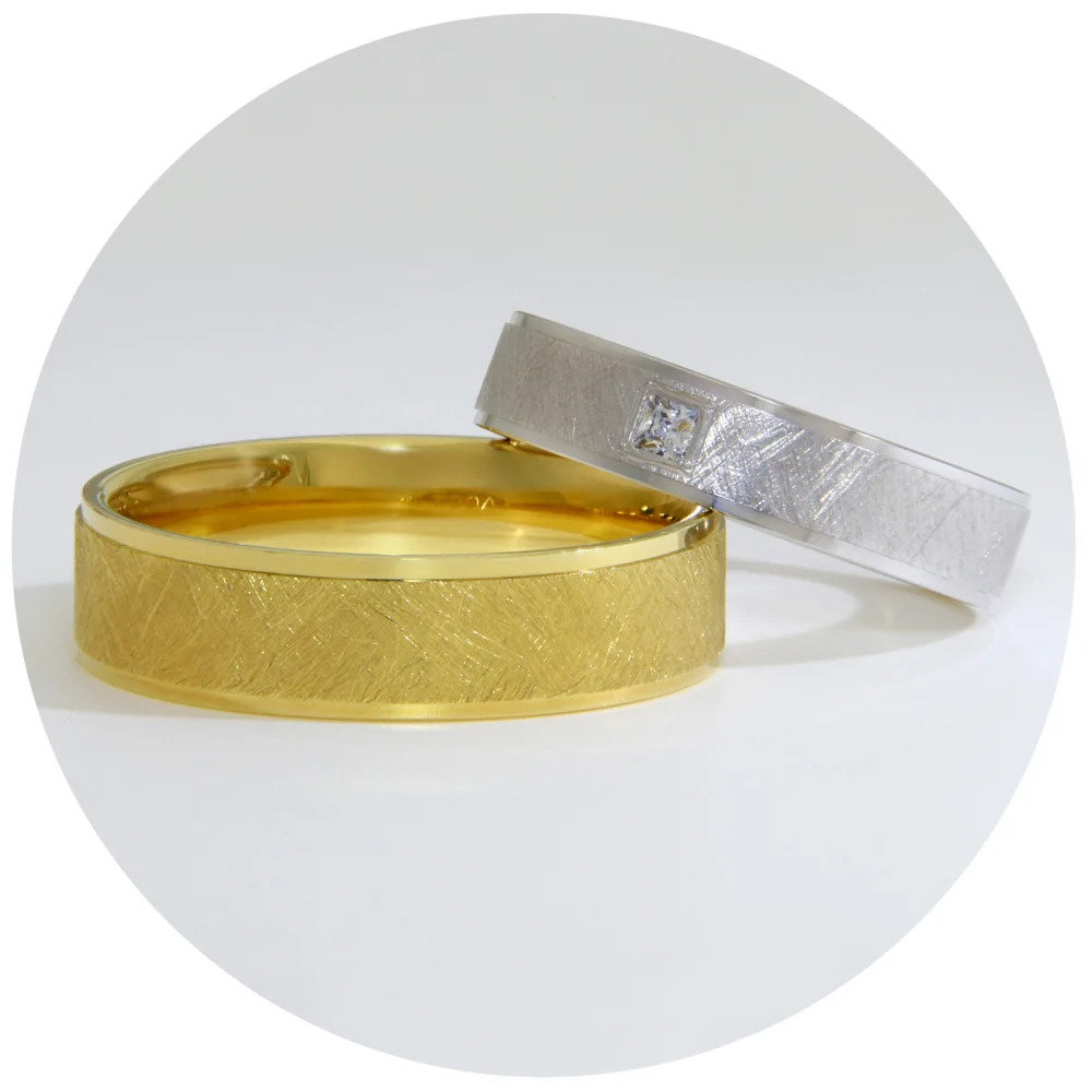 Verighete Aur 14 k Duo Textura Ice Diamant Natural | Prague