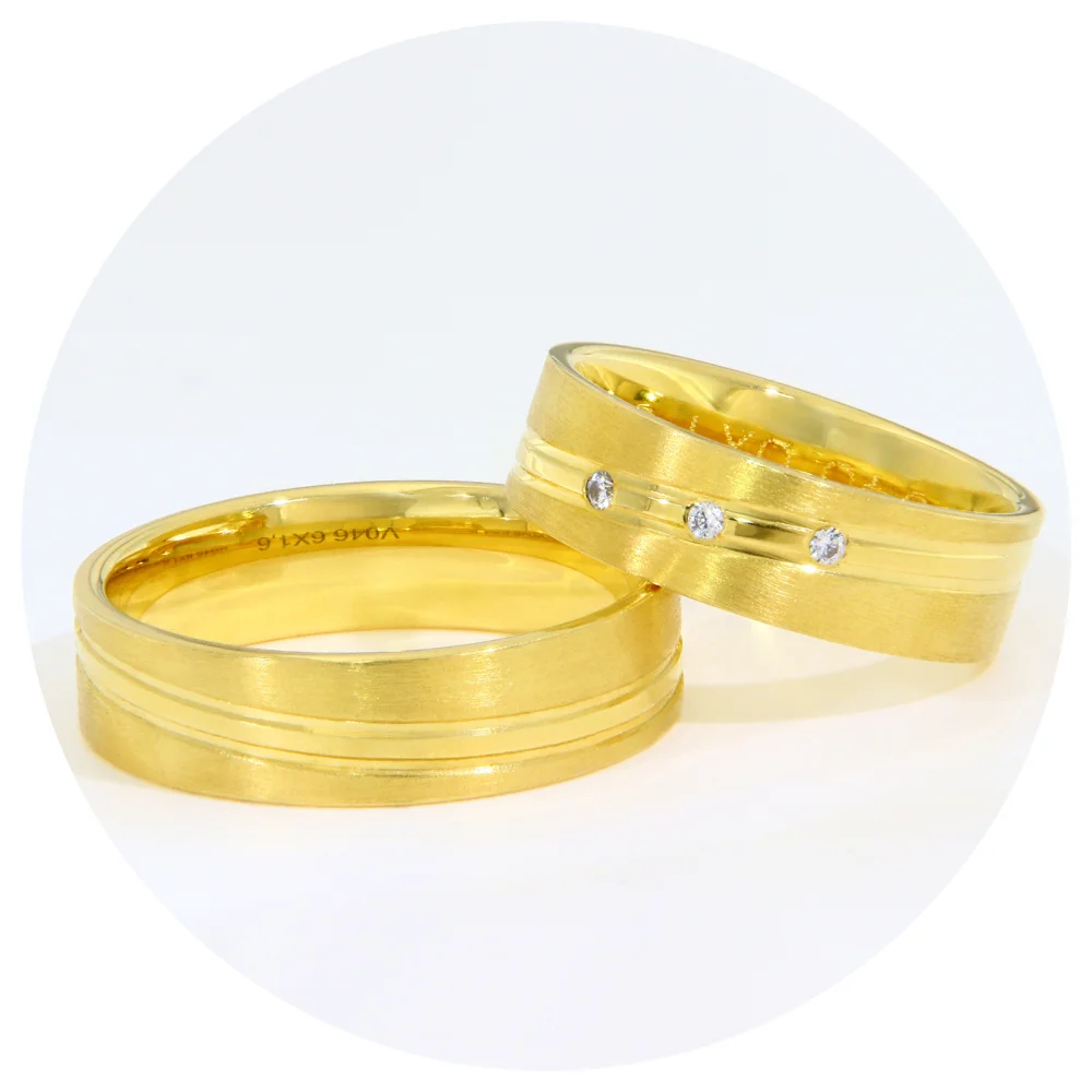 Verighete Aur Galben 14K cu Diamante Naturale – Milano