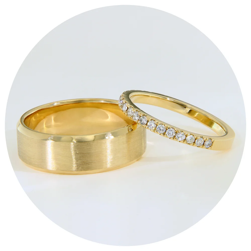 Verighete Aur Galben 14k cu finisaj satinat si Diamante Naturale – Siena