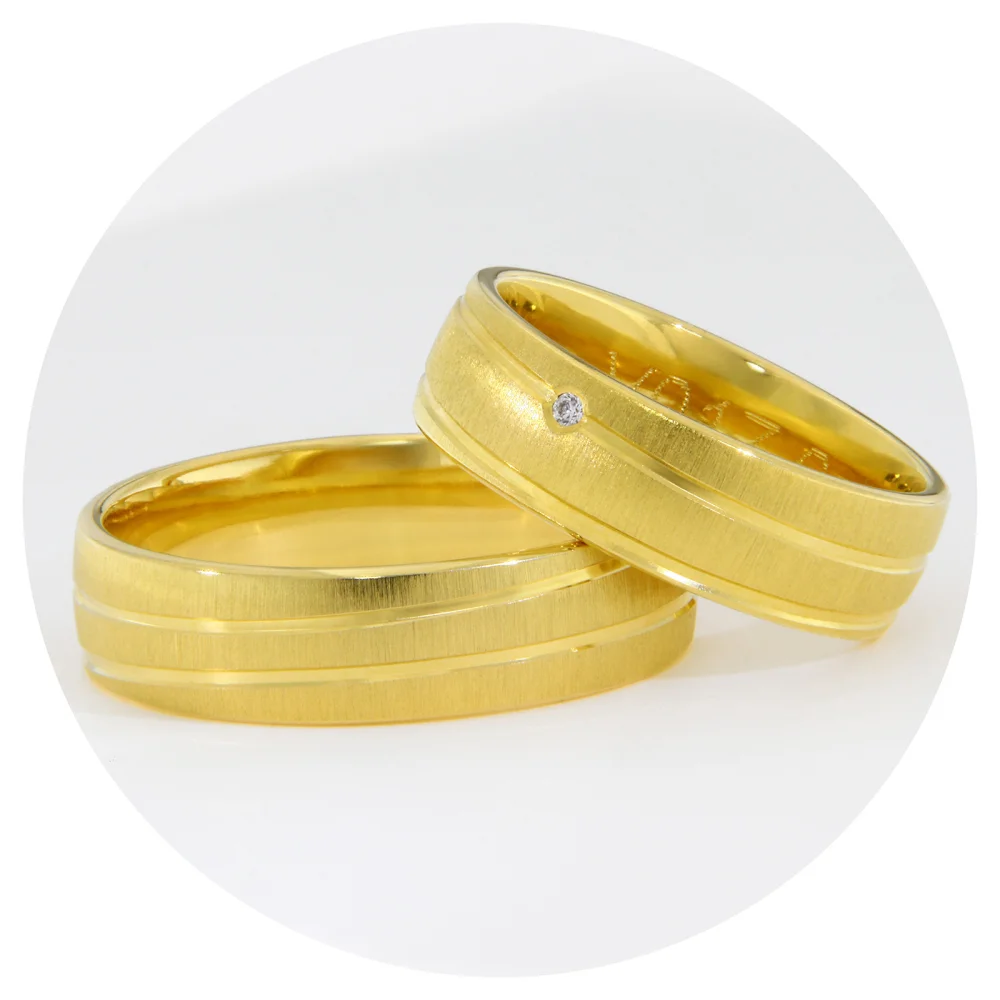 Verighete Aur Galben 14k Diamant Natural Linii Fine – Torino