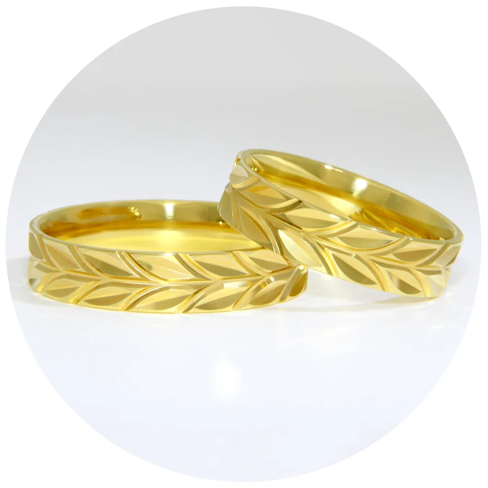 Verighete Cuplu Aur Galben 14 k Frunze | Viena