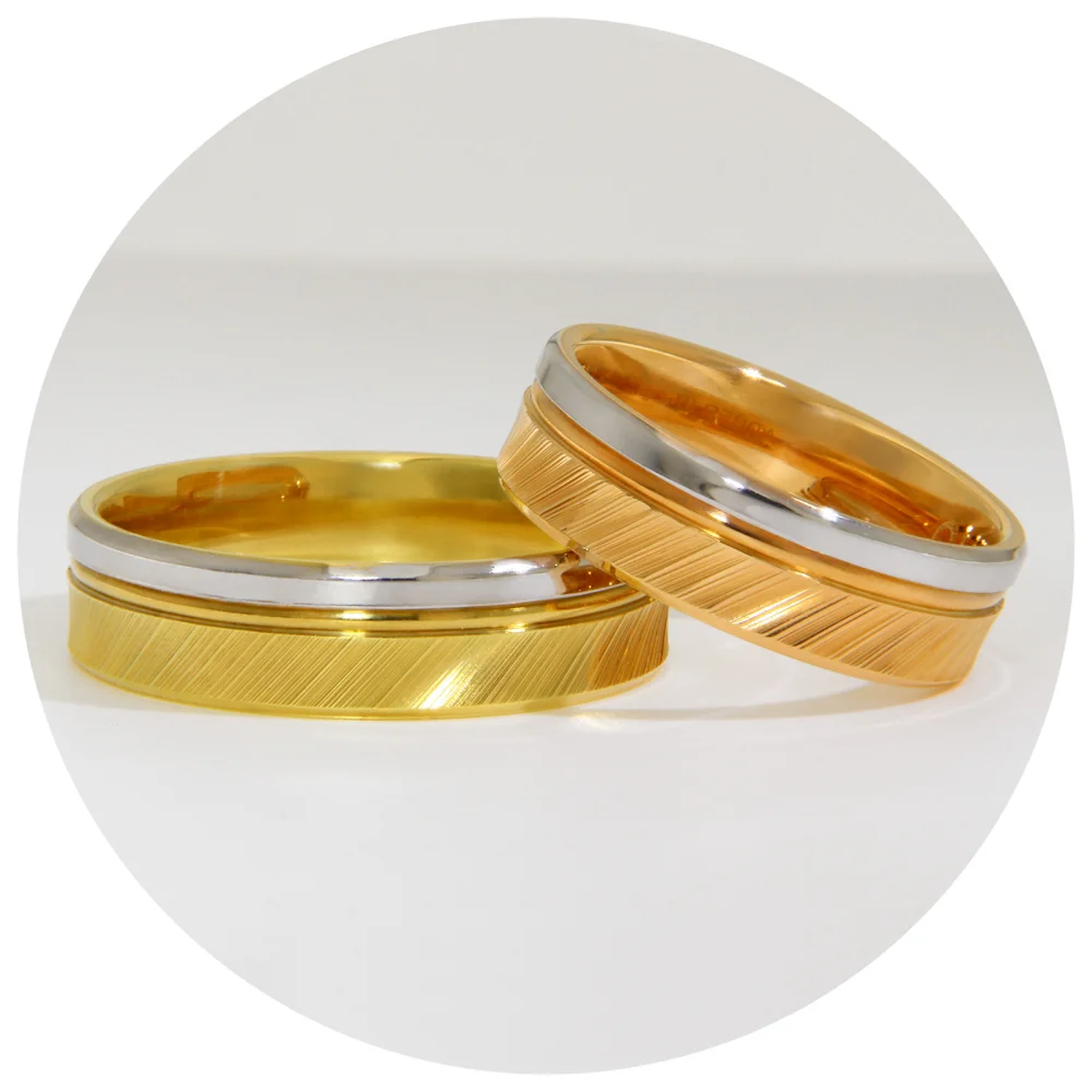Verighete Cuplu Aur 14 k Duo Colour Textura Oblica | Oxford