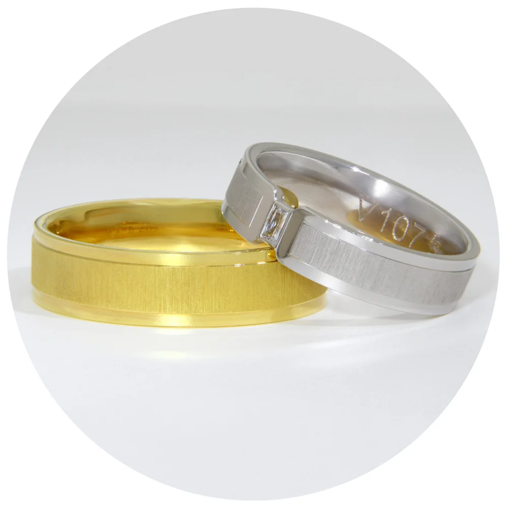 Verighete Cuplu Aur 14 k Duo Mat-Lucios Diamant Natural | Lisbon
