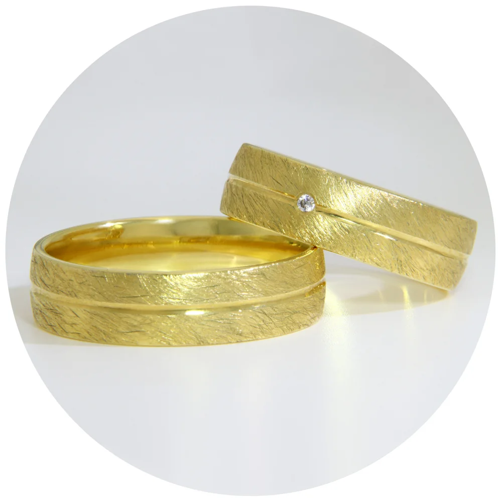 Verighete Cuplu Aur Galben 14 k Diamant Natural | Parma