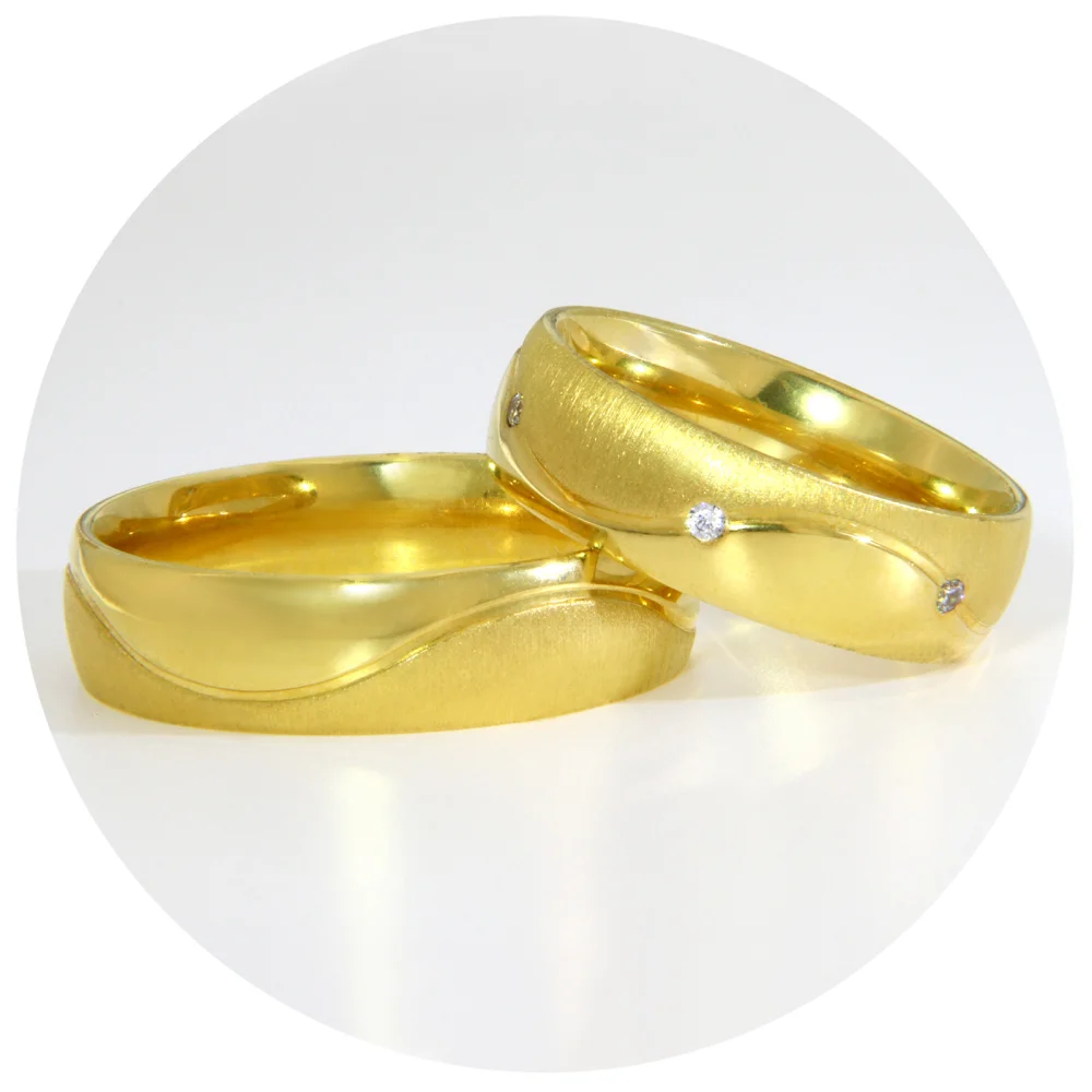 Verighete Cuplu Aur Galben 14 k Diamante Naturale | Granada