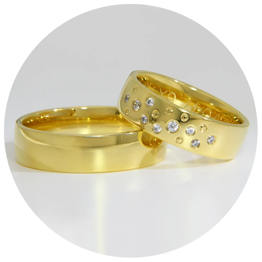 Verighete Cuplu Aur Galben 14K – Diamante Naturale | Florence