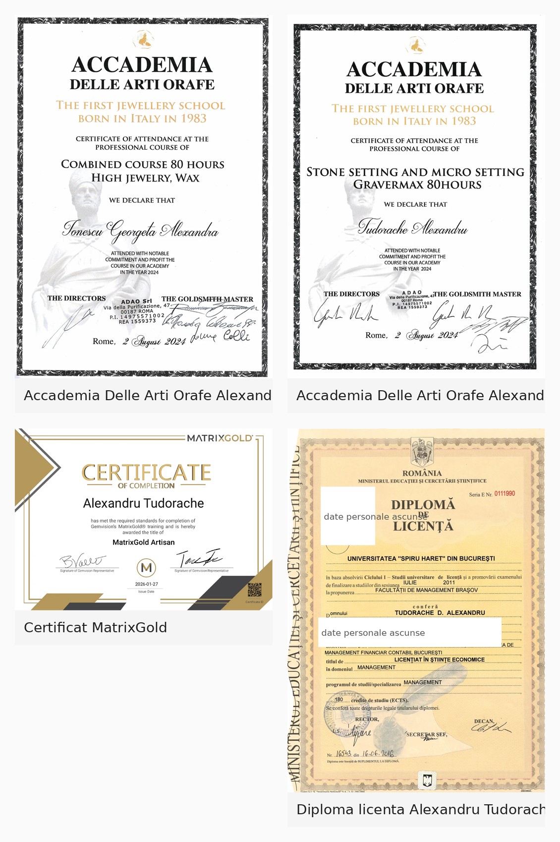 Specializări Italia — Accademia Delle Arti Orafe · Gerardi Setting School — Stilunic.ro
