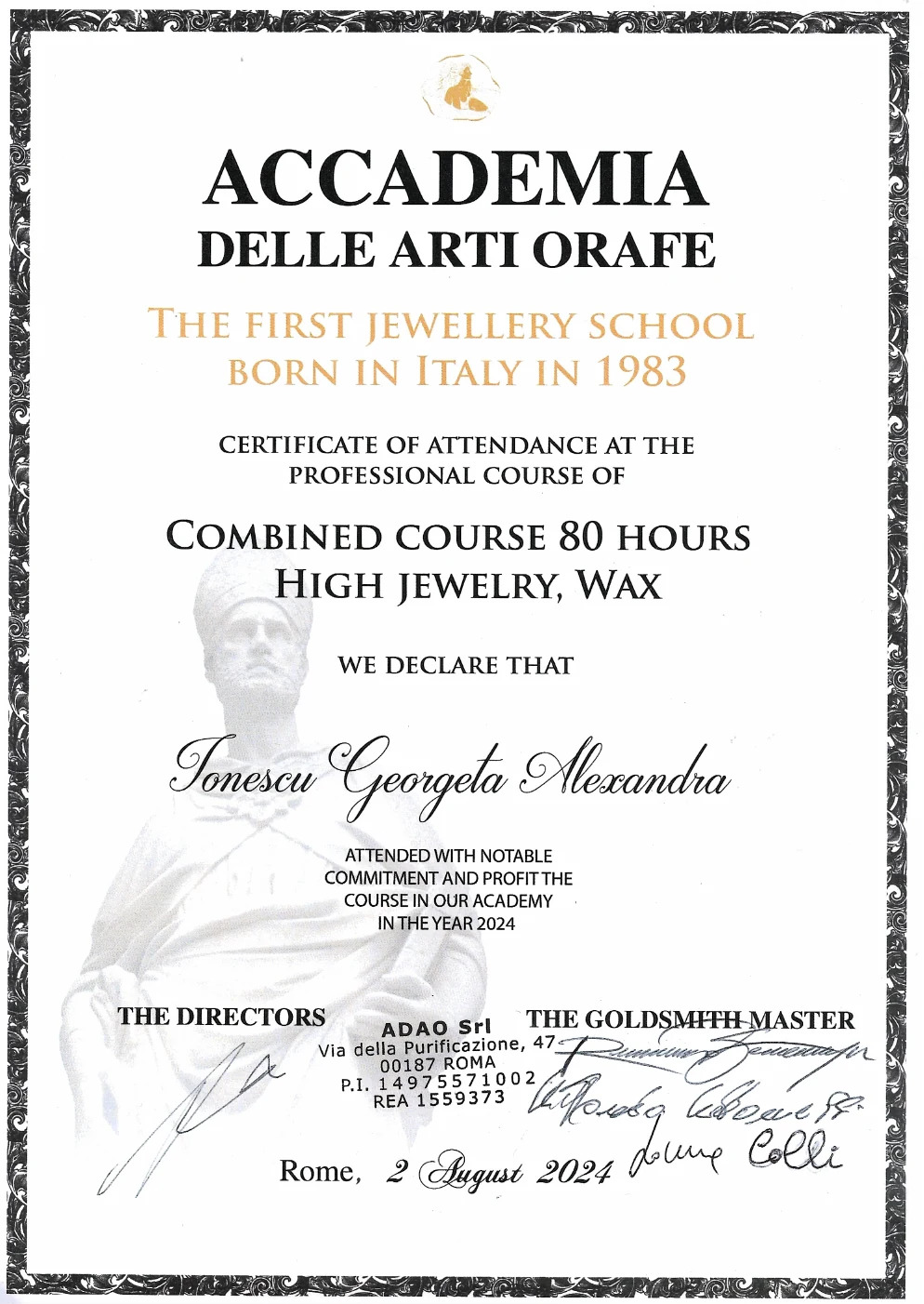 Accademia Delle Arti Orafe — Alexandra Ionescu · Combined Course High Jewelry Wax 2024